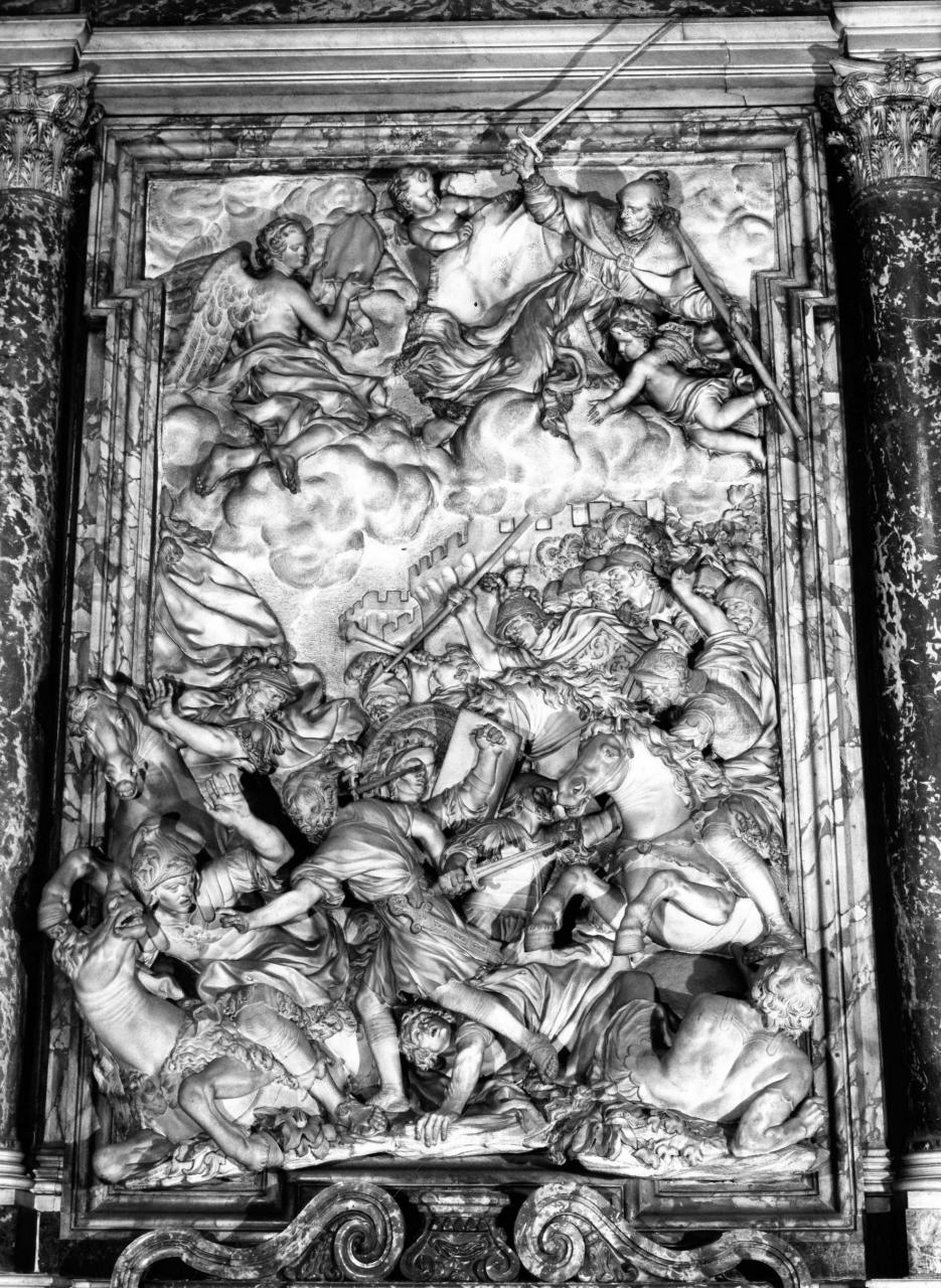 apparizione di Sant'Andrea Corsini durante la battaglia di Anghiari (rilievo) di Foggini Giovanni Battista (sec. XVII)