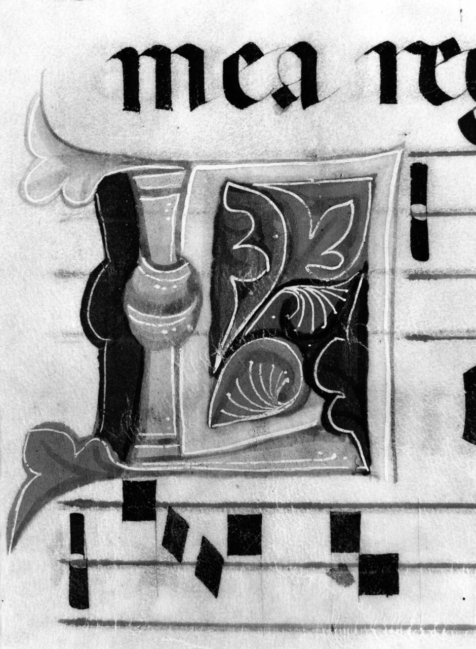 lettera L (miniatura) di Primo Maestro di S. Eugenio, Secondo Maestro di S. Eugenio (sec. XIV)