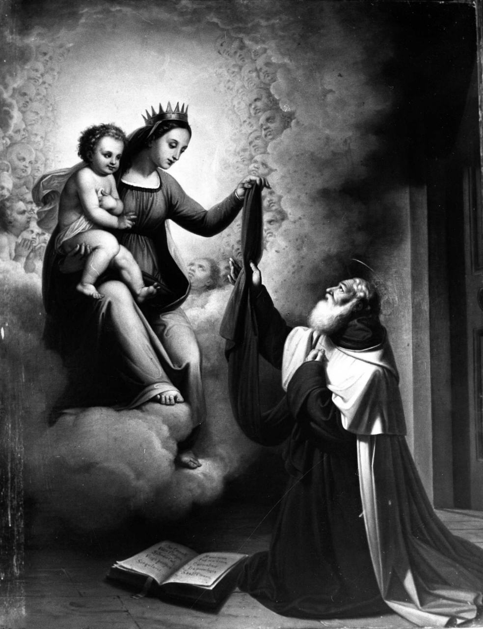 San Simone Stock riceve dalla Madonna lo scapolare (dipinto) di Gozzini Giuseppe (metà sec. XIX)