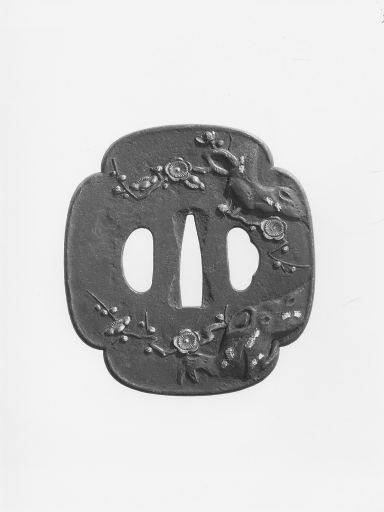 motivi decorativi vegetali stilizzati (guradamano da sciabola - tsuba quadrilobata) - scuola di Toshikage (prima metà sec. XVIII)