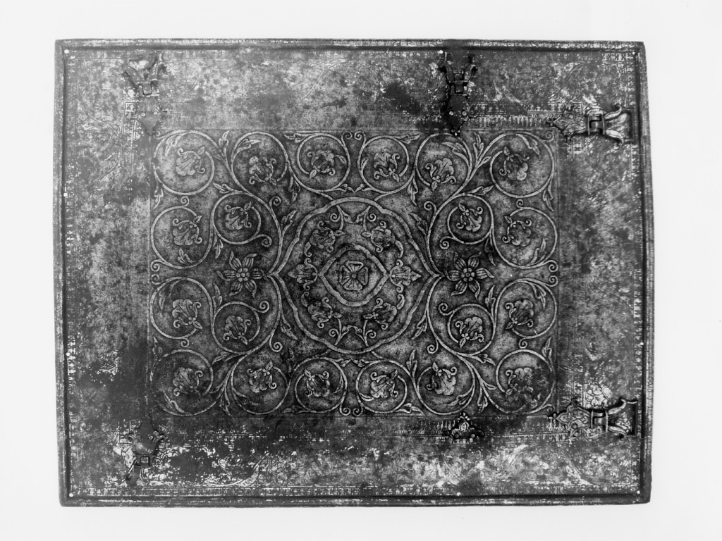 motivi decorativi vegetali (corazza a quattro specchi - chahar-a'ineh, frammento) - manifattura indo-persiana (fine sec. XVII)