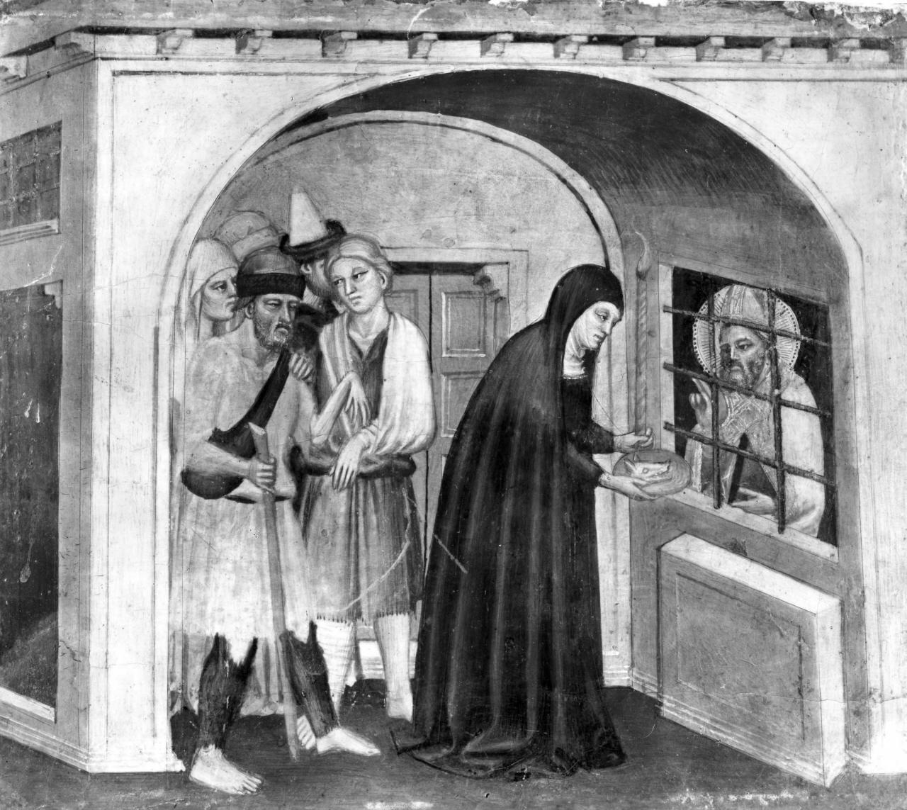 San Biagio in prigione riceve la testa del maiale (dipinto) - ambito fiorentino (prima metà sec. XV)