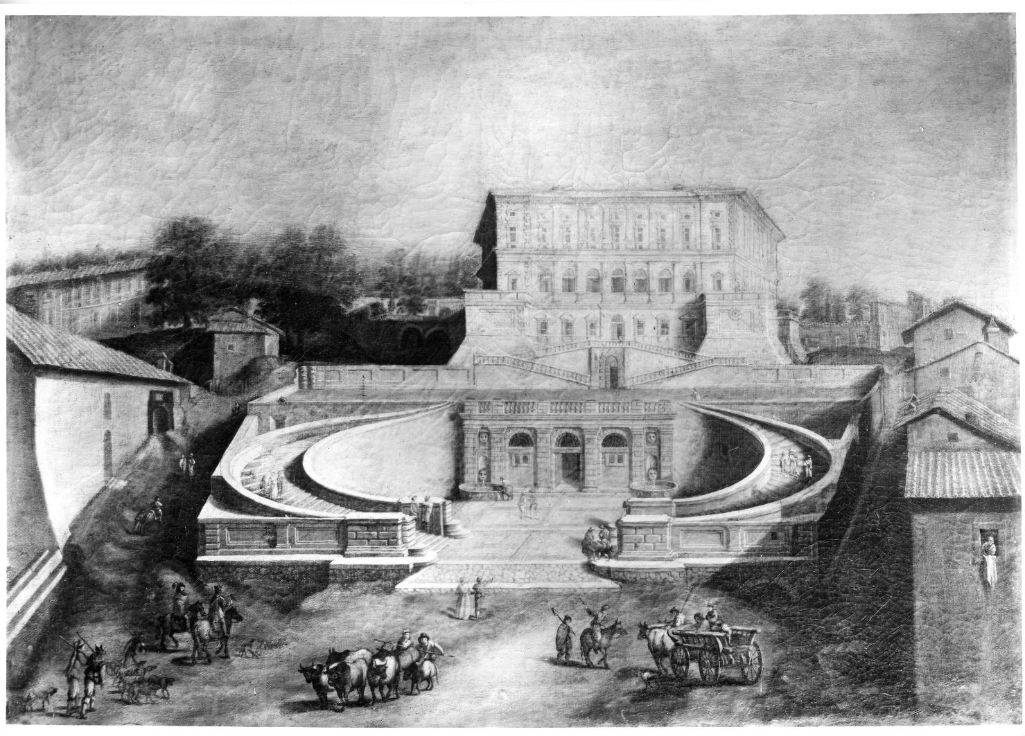 veduta della Villa di Caprarola (dipinto) - ambito romano (sec. XVII)