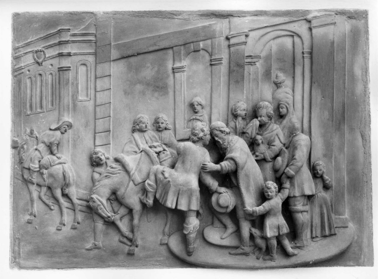 partenza del figliol prodigo (rilievo) di Monaccorti Paolo (sec. XVIII)