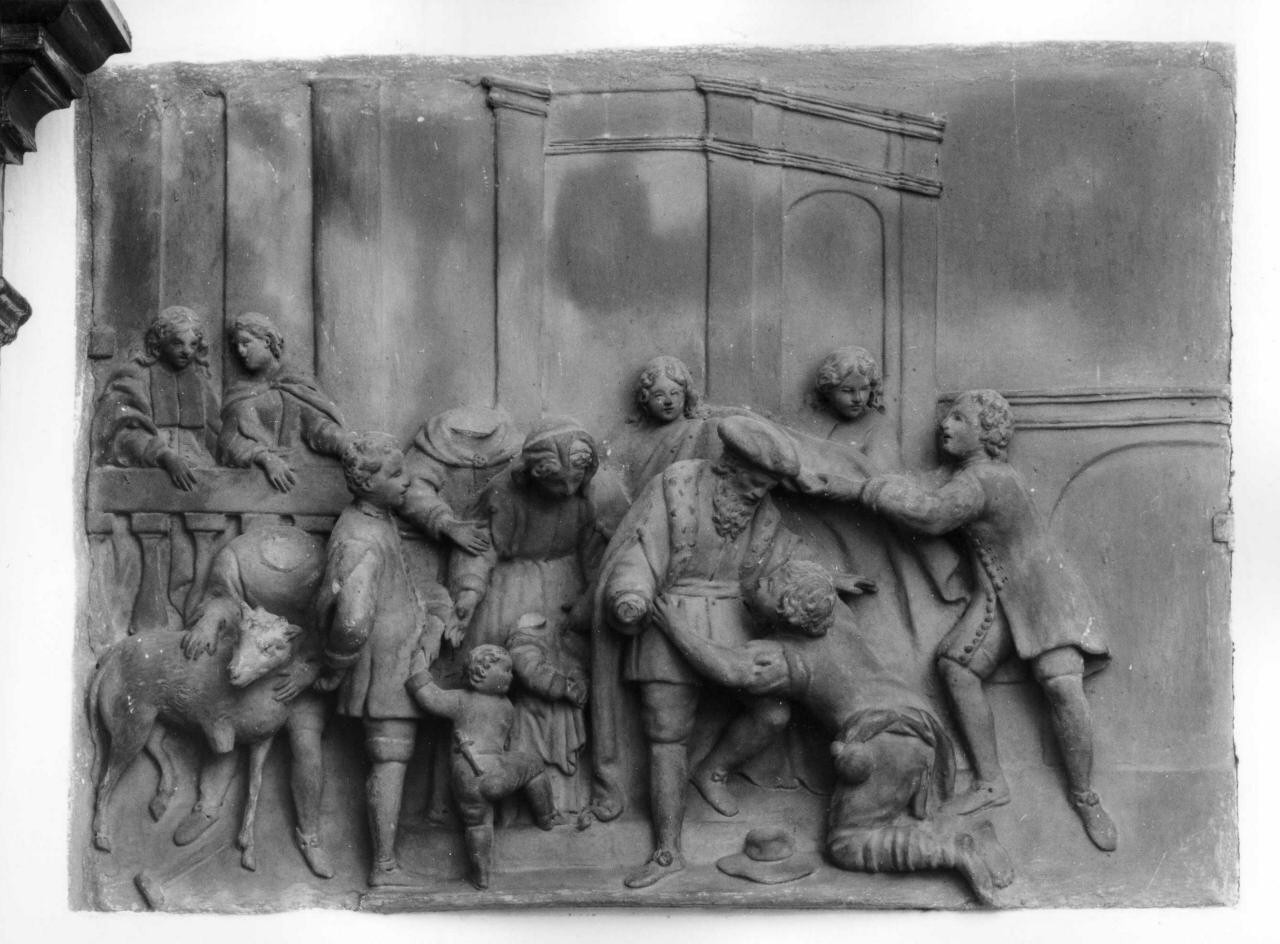 ritorno del figliol prodigo (rilievo) di Monaccorti Paolo (sec. XVIII)