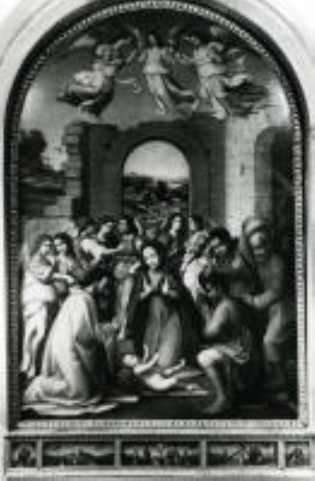 adorazione di Gesù Bambino (dipinto) di Lunetti Tommaso (secc. XV/ XVI)