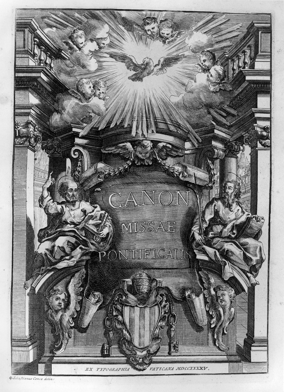 Santi Pietro e Paolo illuminati dallo Spirito Santo (stampa) di Conca Sebastiano (attribuito) (sec. XVIII)