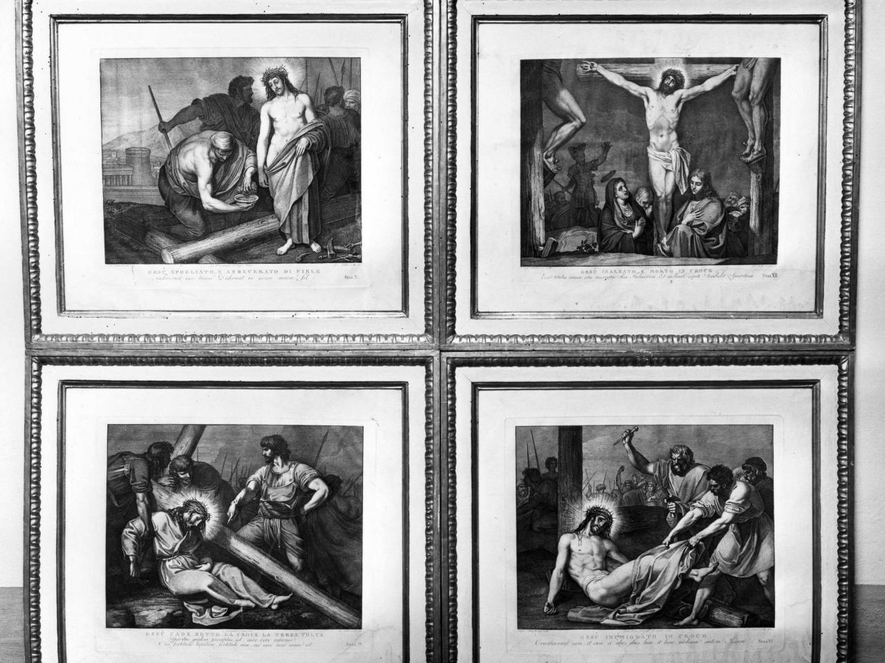 stazione IX: Gesù cade sotto la croce la terza volta (stampa, serie) di Pera Giuseppe (attribuito), Sabatelli Luigi (attribuito), Cecchi Giovan Battista (attribuito) (sec. XIX)