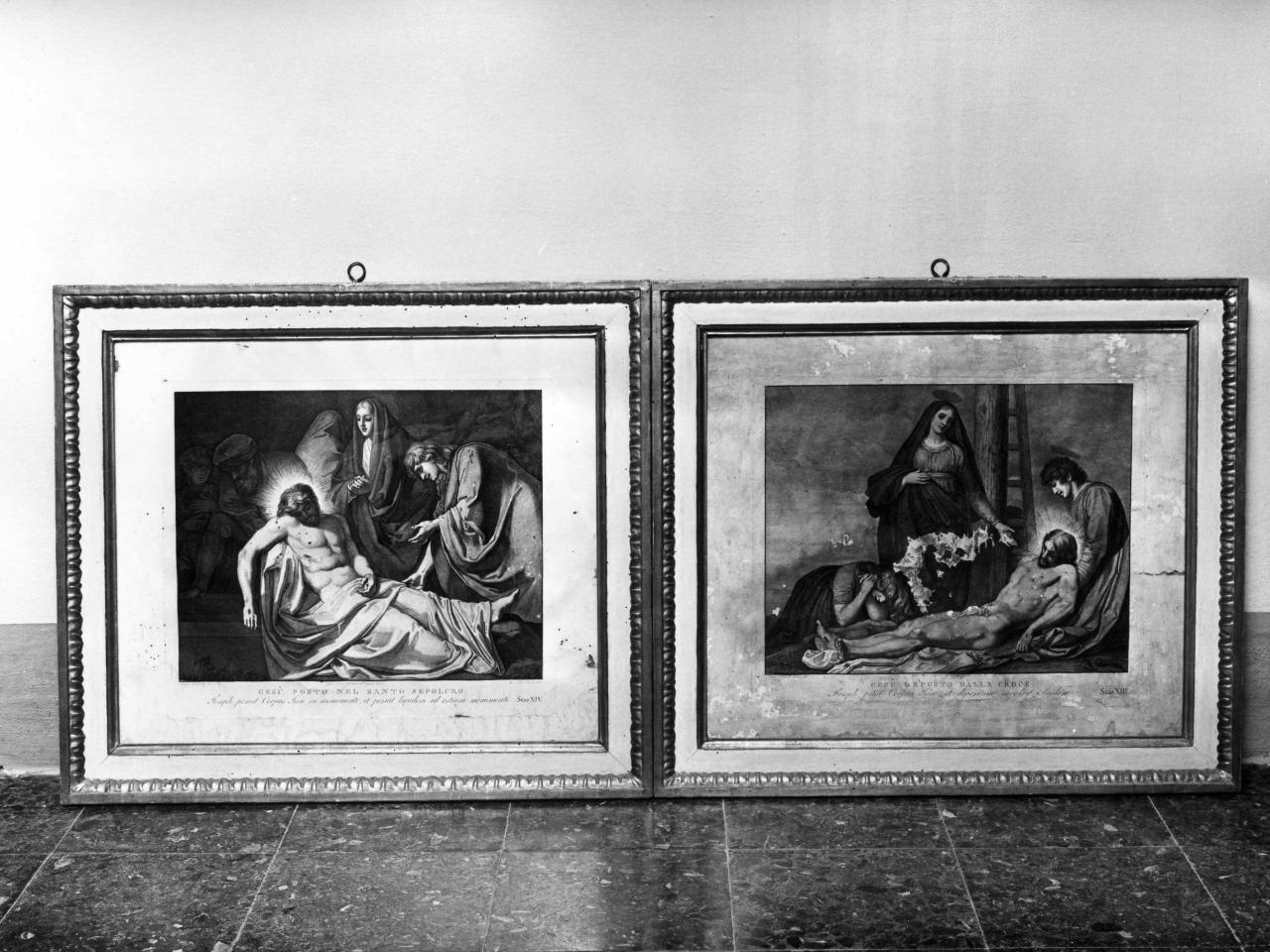 stazione XIII: Gesù deposto dalla croce (stampa, serie) di Pera Giuseppe (attribuito), Sabatelli Luigi (attribuito), Eredi Benedetto (attribuito) (sec. XIX)
