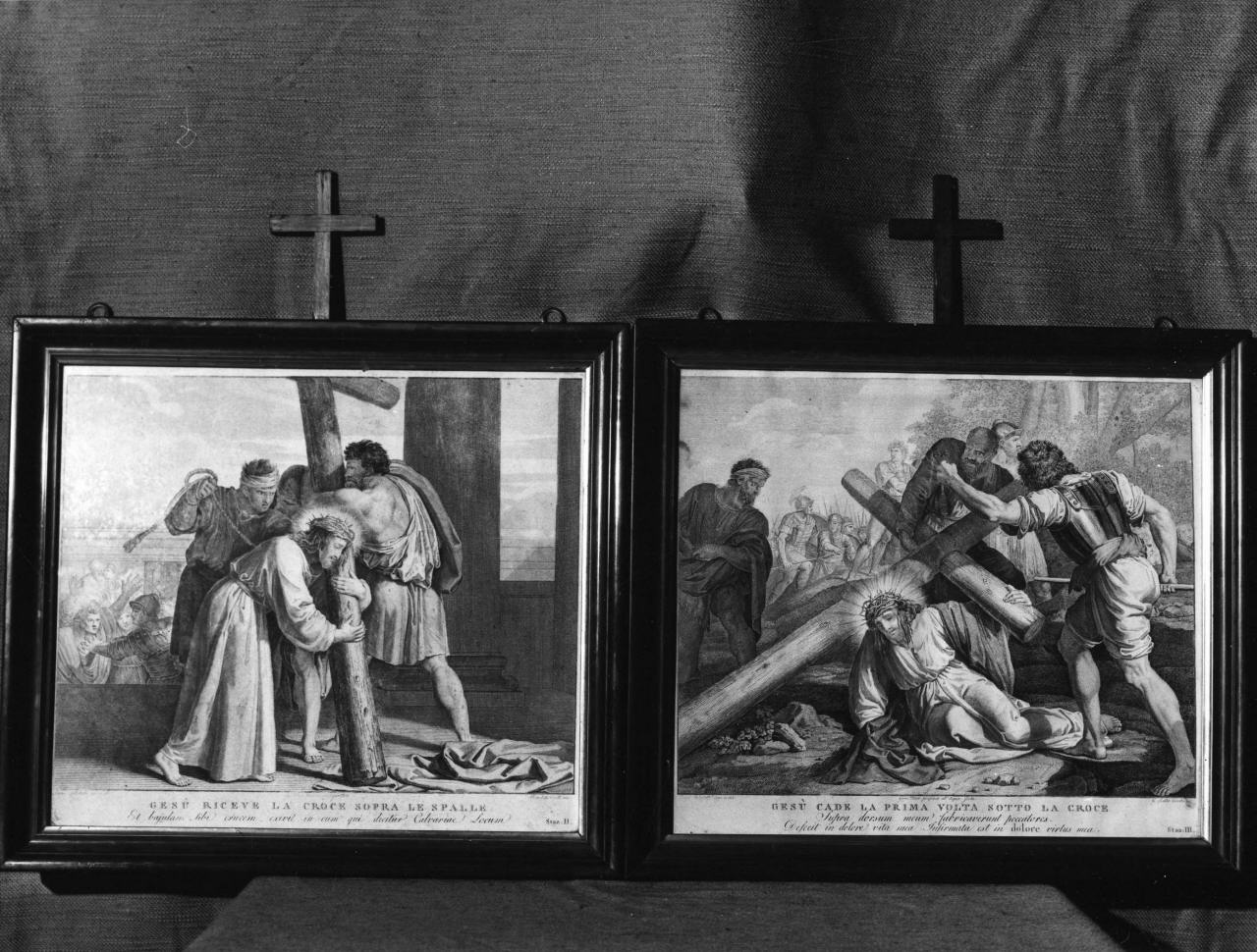 stazione II: Gesù caricato della croce (stampa, serie) di Pera Giuseppe (attribuito), Sabatelli Luigi (attribuito), Eredi Benedetto (attribuito) (sec. XIX)