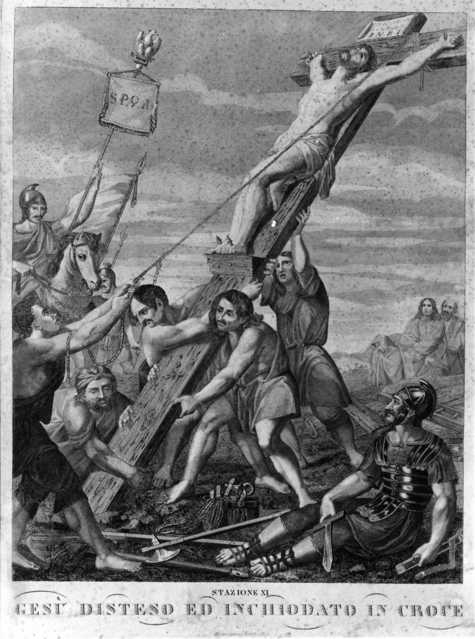 stazione XI: Gesù inchiodato alla croce (stampa) - ambito fiorentino (prima metà sec. XIX)