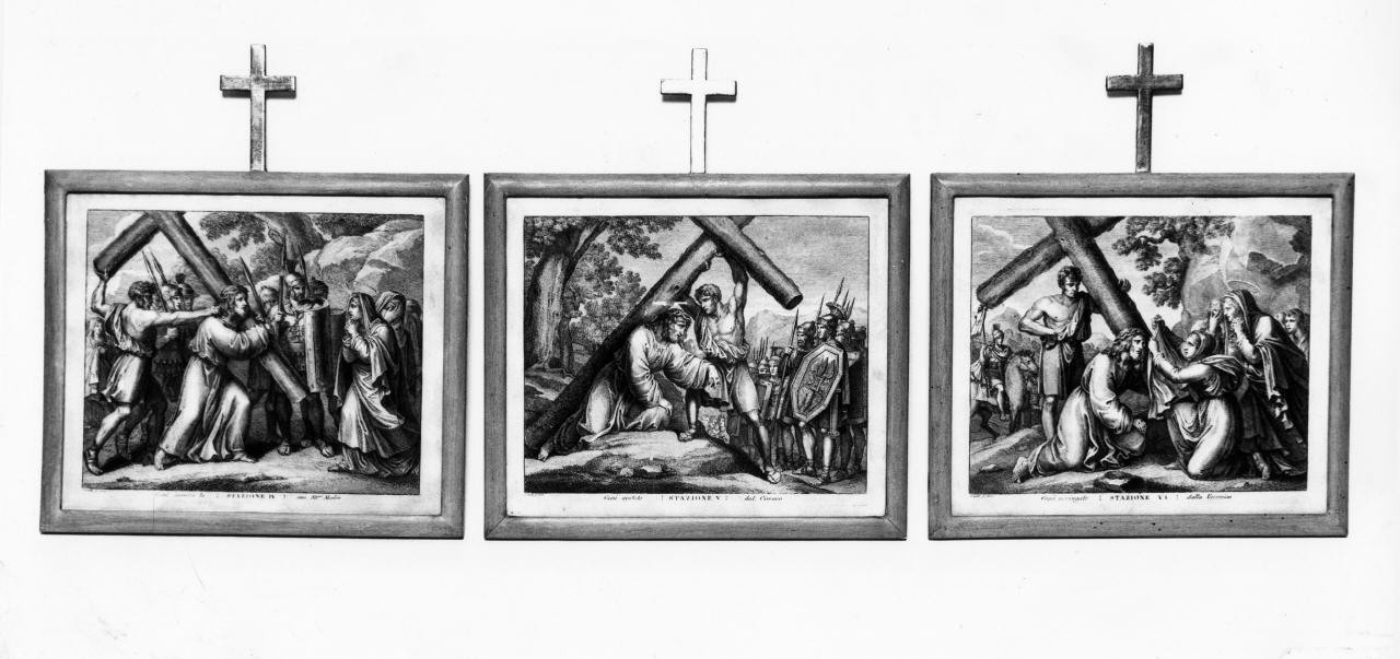 stazione IV: Gesù incontra la Madonna (stampa, serie) di Pinelli Bartolomeo (attribuito) (sec. XIX)