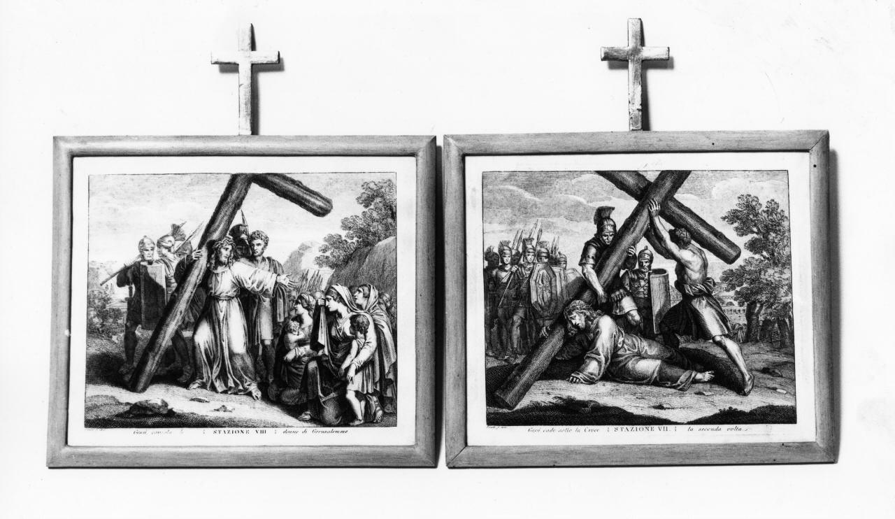 stazione VII: Gesù cade sotto la croce la seconda volta (stampa, serie) di Pinelli Bartolomeo (attribuito) (sec. XIX)