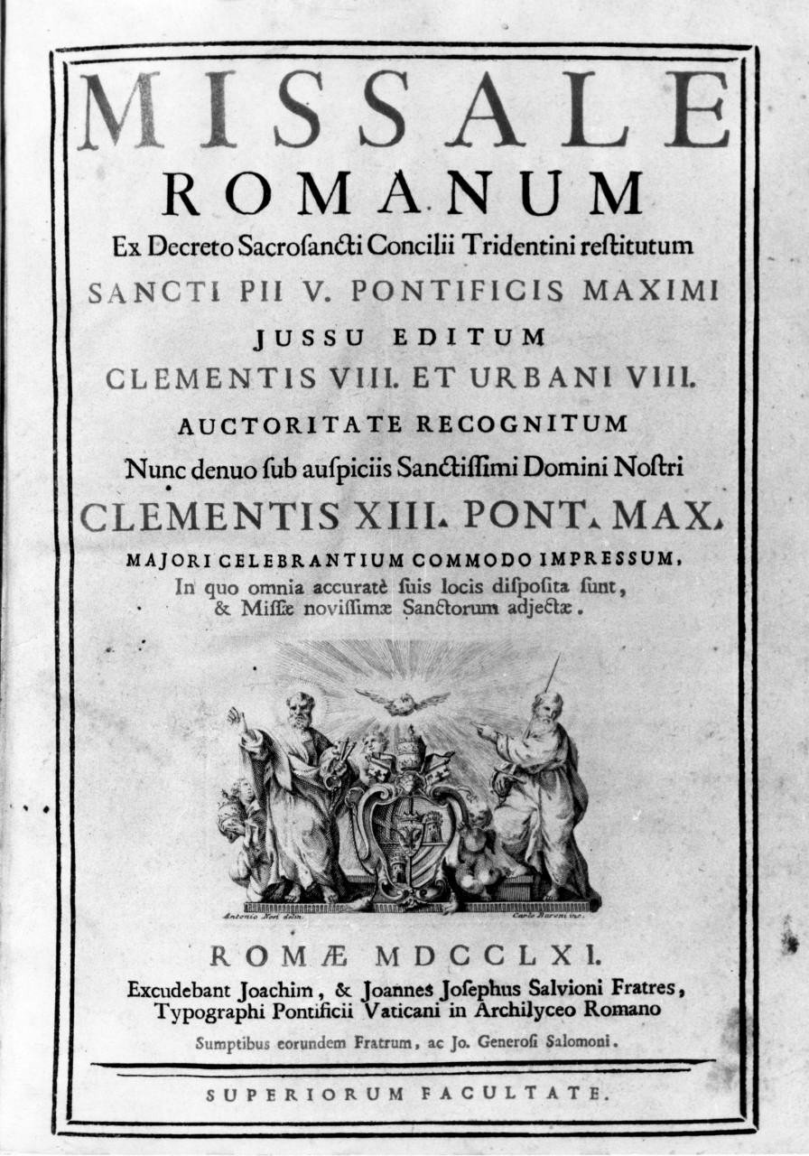 Santi Pietro e Paolo e la colomba dello Spirito Santo (stampa) di Baroni Carlo (attribuito), Nosi Antonio (attribuito) (sec. XVIII)