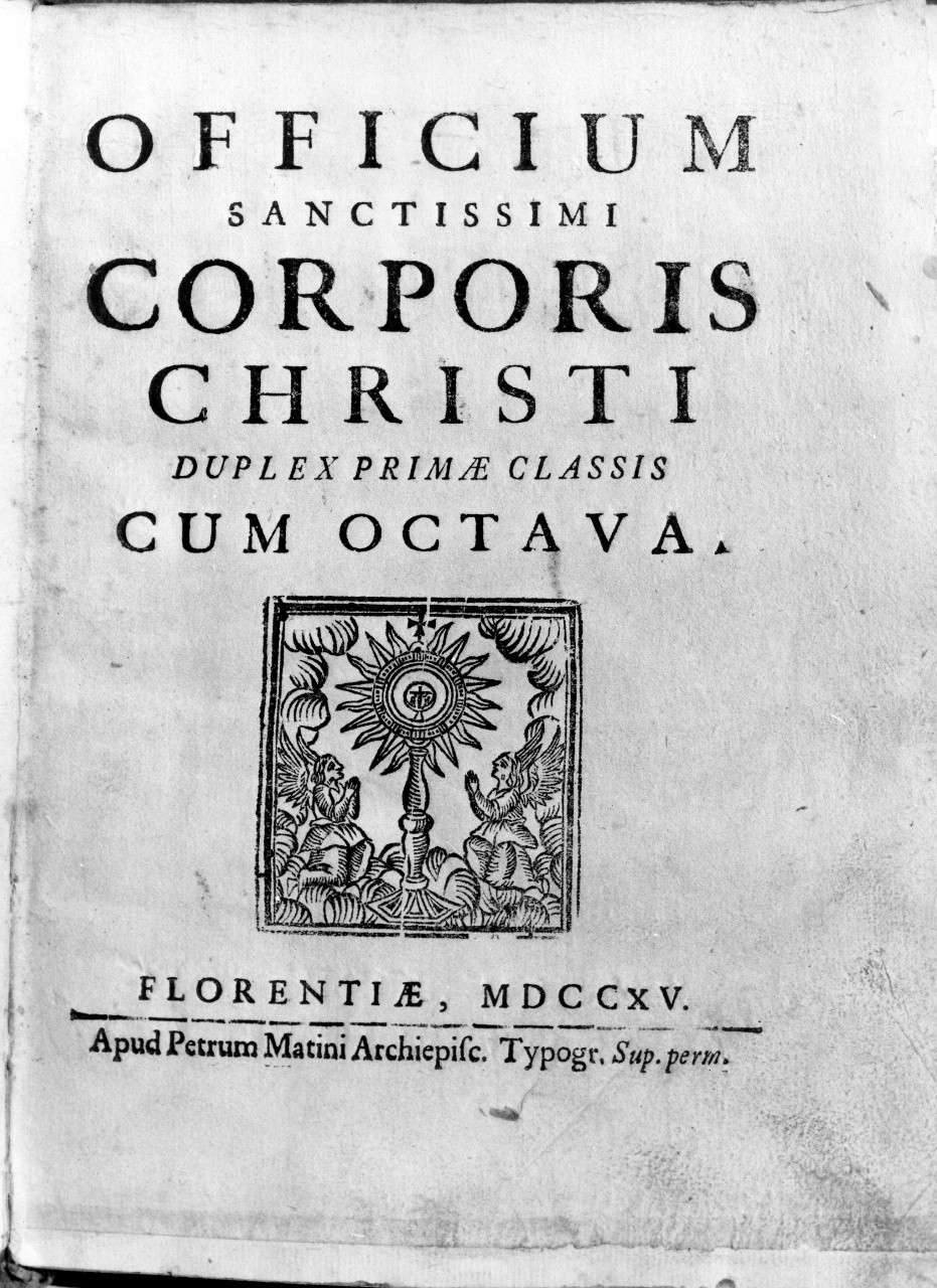 Adorazione del Santissimo da parte di due angeli (stampa) - ambito fiorentino (sec. XVIII)