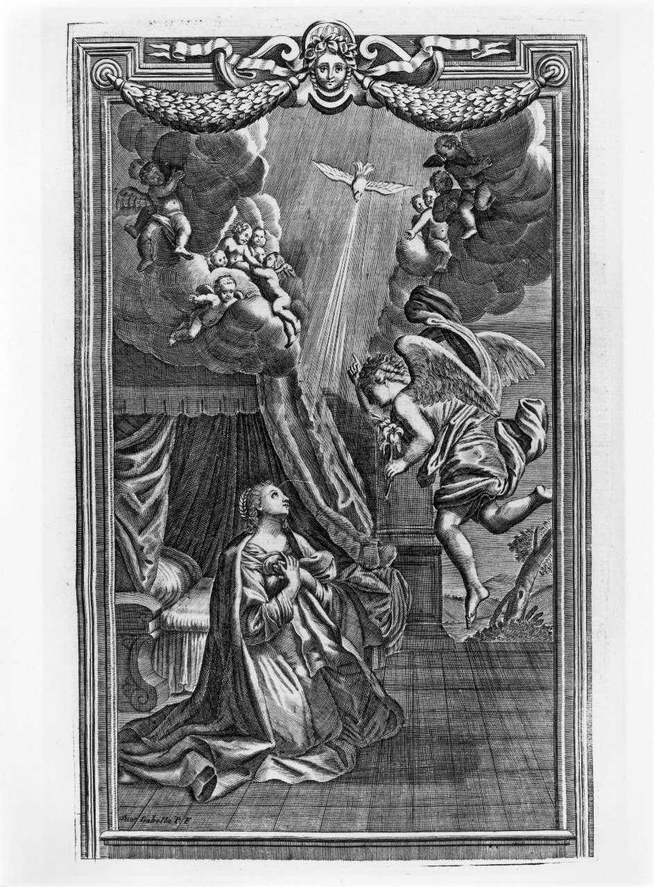 Annunciazione (stampa) di Piccini Elisabetto detta Suor Isabella (sec. XVIII)