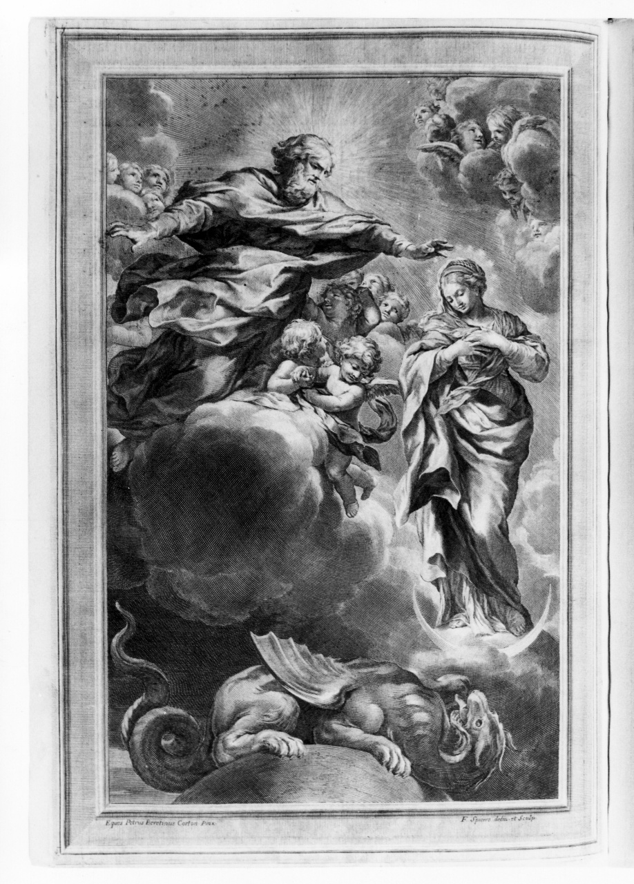 Madonna Immacolata (stampa) di Spierre François, Berrettini Pietro detto Pietro da Cortona (terzo quarto sec. XVII)
