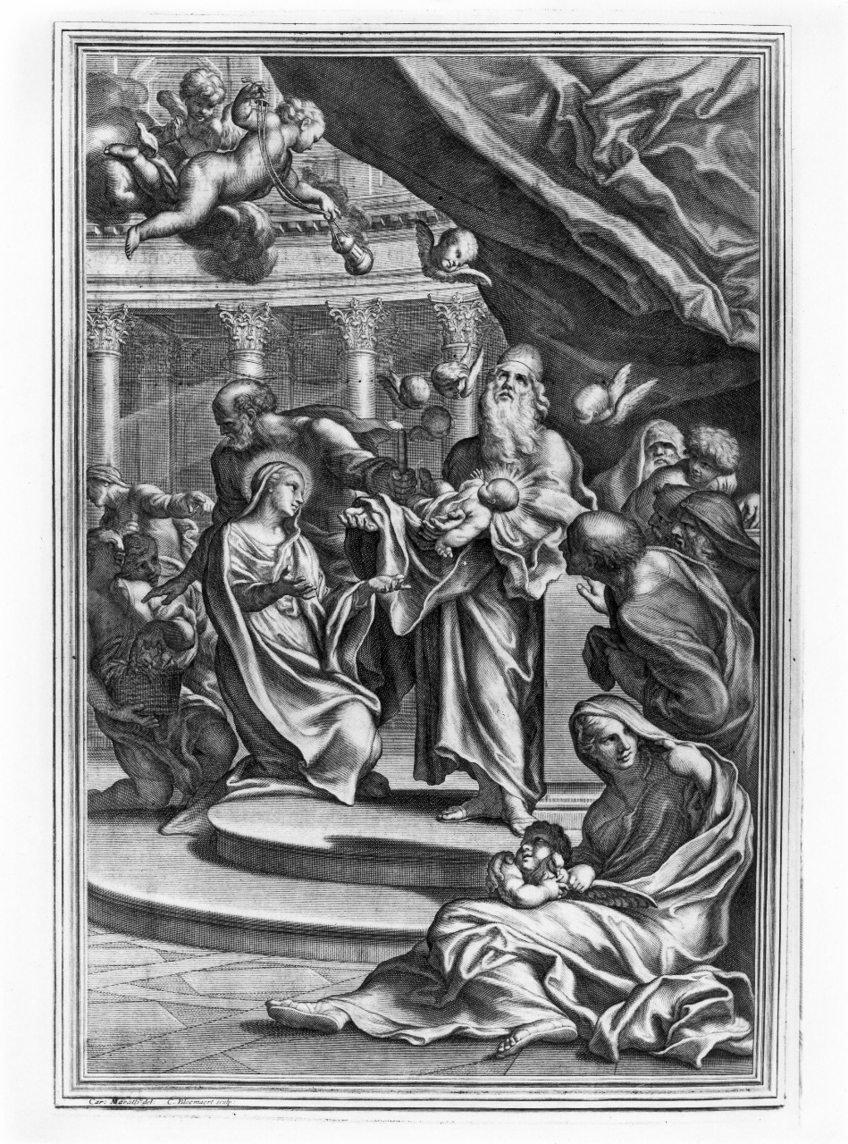 presentazione di Gesù al tempio (stampa) di Bloemaert Cornelis, Maratta Carlo (terzo quarto sec. XVII)