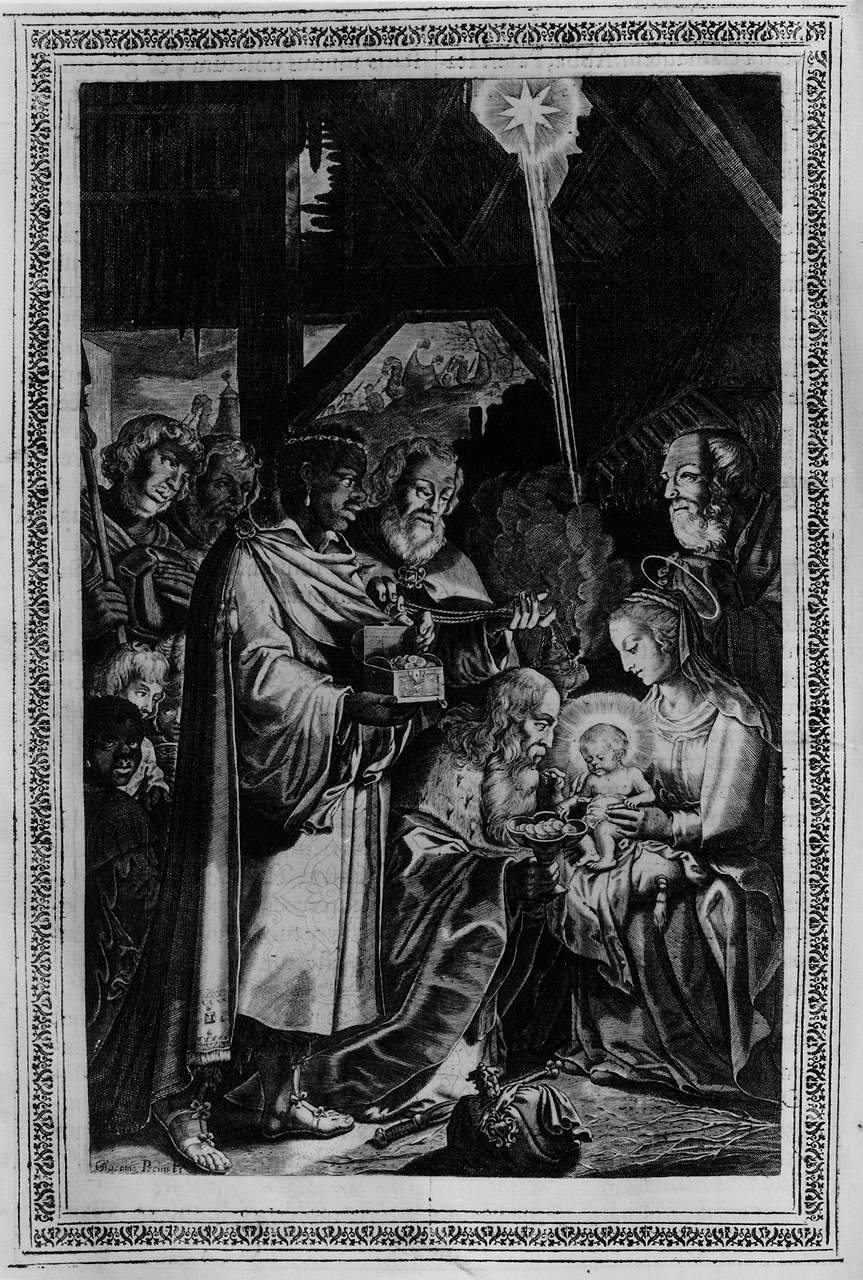 adorazione dei Re Magi (stampa) di Piccini Giacomo (sec. XVII)
