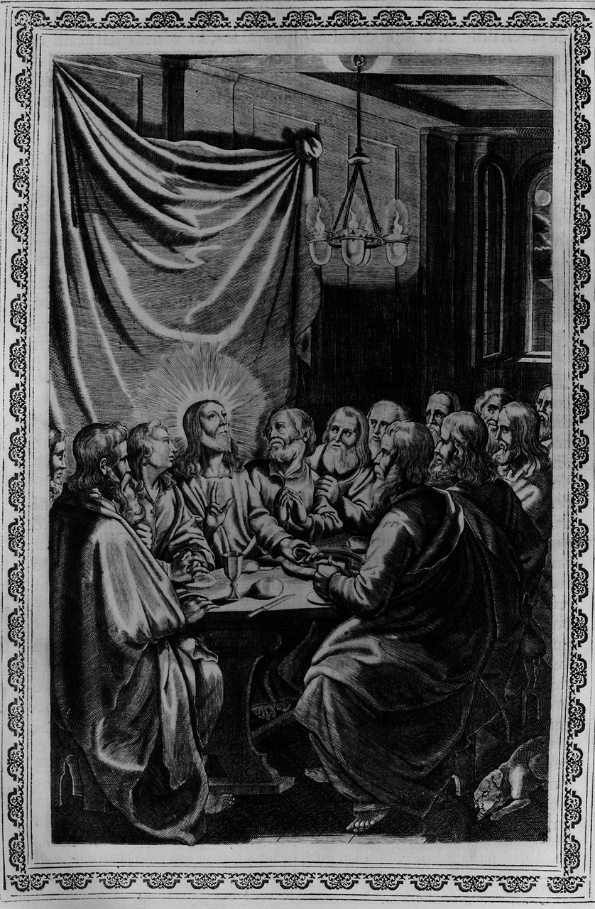 Cristo risorto a tavola con gli apostoli (stampa) di Piccini Giacomo (sec. XVII)
