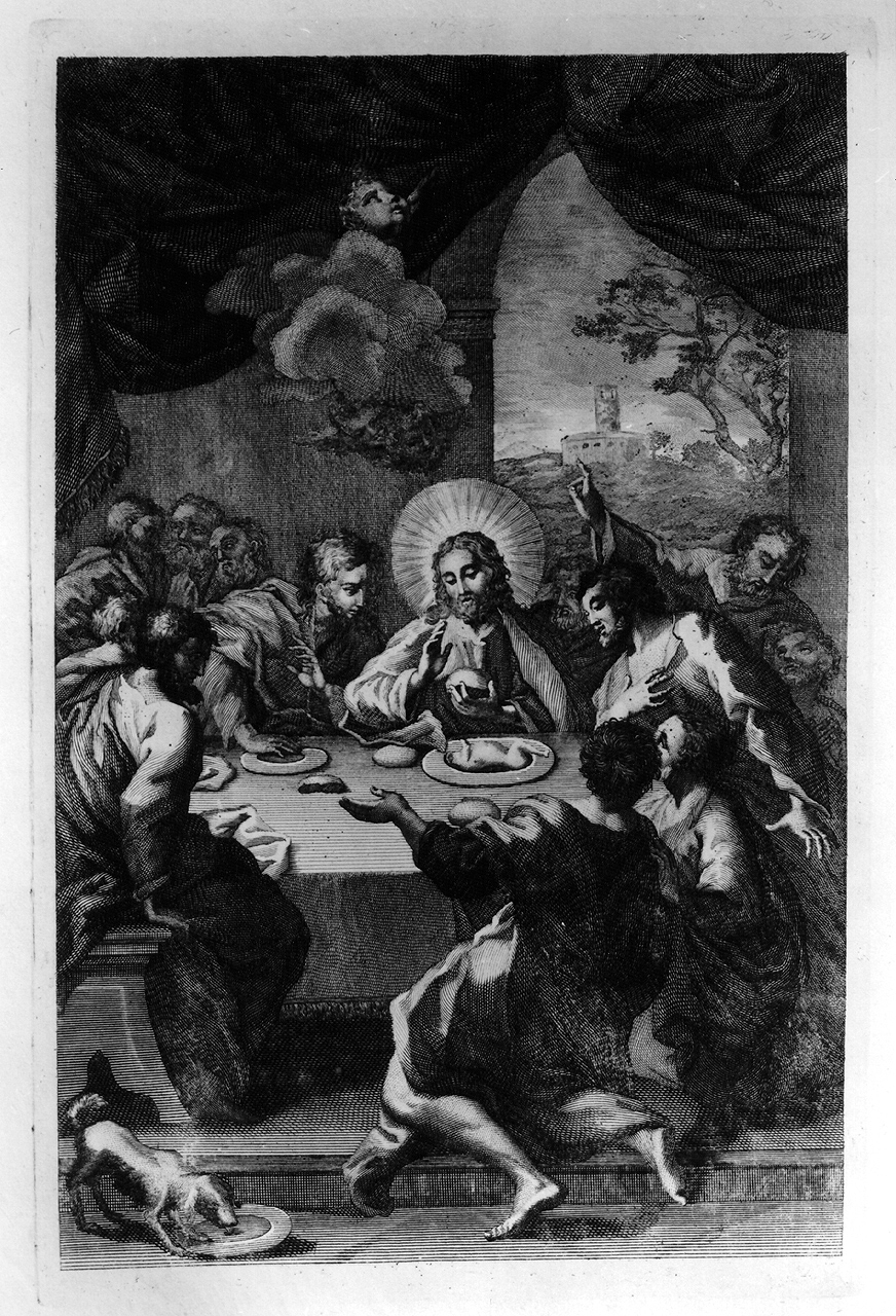Cristo risorto a tavola con gli apostoli (stampa) - ambito romano (?) (seconda metà sec. XVIII)