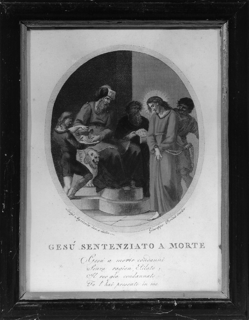 stazione I: Gesù condannato a morte (stampa) di Perini Giuseppe Sforza (fine/inizio secc. XVIII/ XIX)