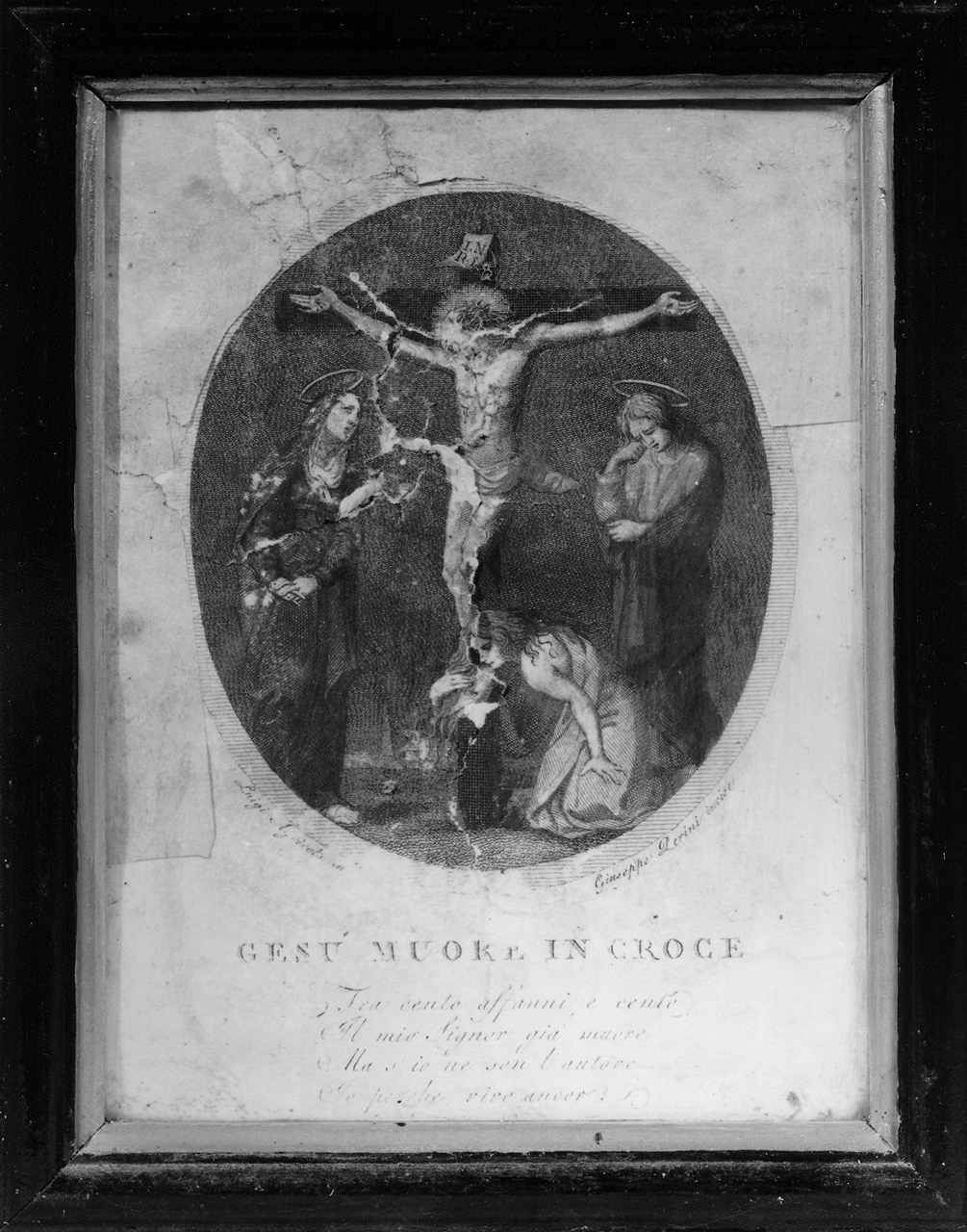stazione XII: Gesù innalzato e morto in croce (stampa) di Perini Giuseppe Sforza (fine/inizio secc. XVIII/ XIX)