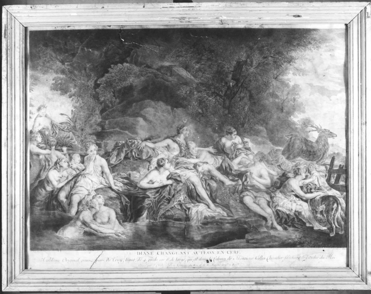 Diana e le ninfe sorprese da Atteone (stampa) di Levasseur Jean Charles, De Troy Jean François (sec. XVIII)