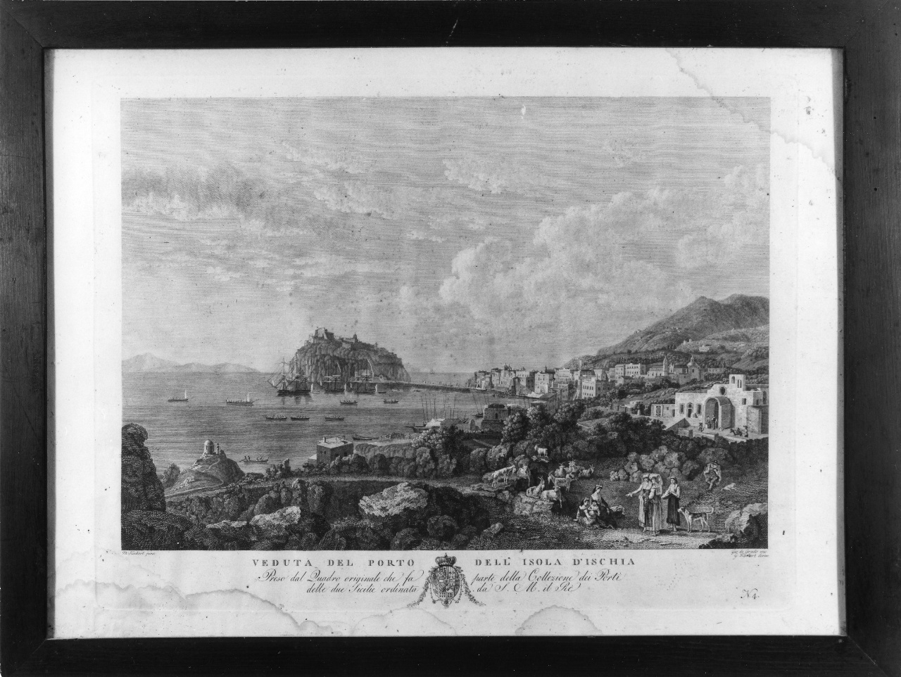 veduta del porto dell'Isola d'Ischia (stampa) di De Grado Giovanni (ultimo quarto sec. XVIII)