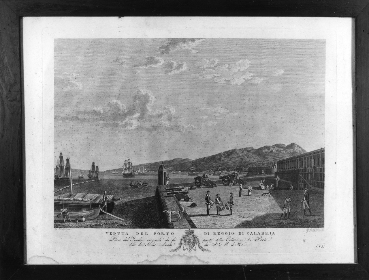 veduta del porto di Reggio Calabria (stampa) di De Grado Giovanni (ultimo quarto sec. XVIII)