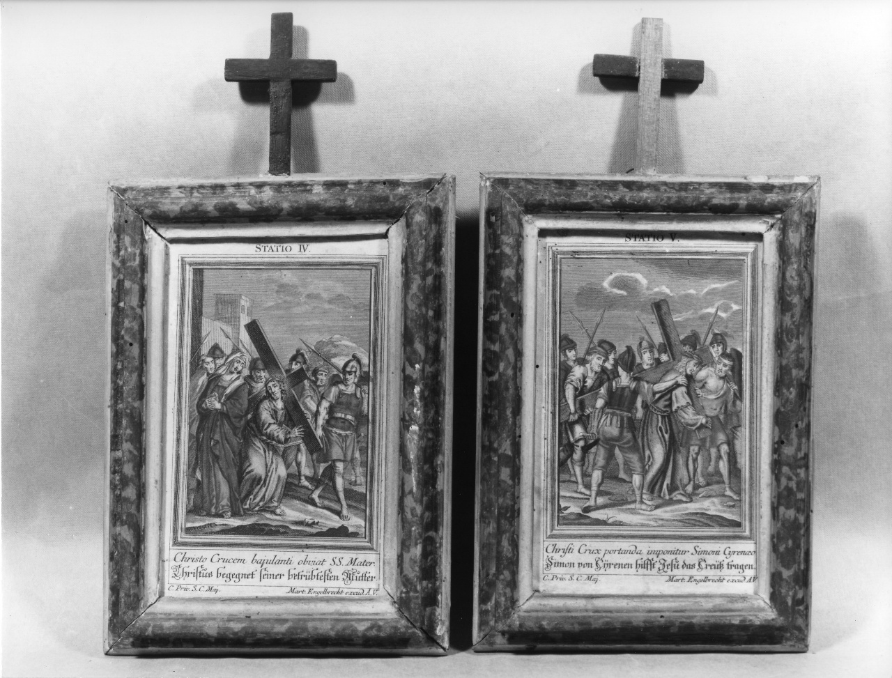 stazione IV: Gesù incontra la Madonna (stampa) di Engelbrecht Martin (prima metà sec. XVIII)