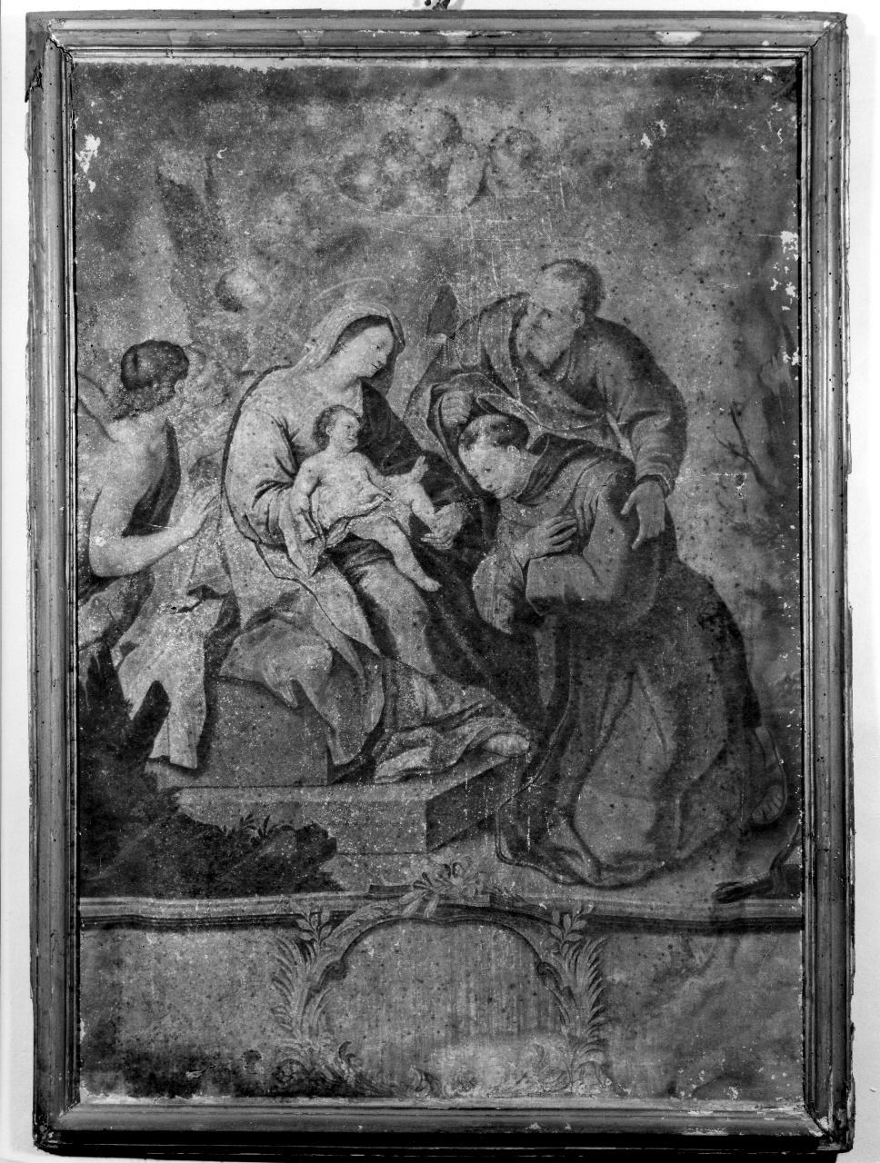 San Giuseppe presenta San Antonio da Padova alla Madonna in trono col bambino (stampa) di Heiss Gottlieb (prima metà sec. XVIII)
