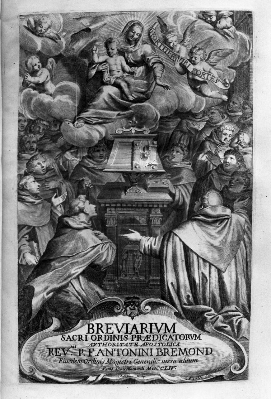 apparizione della Madonna (stampa) di Pozzi Francesco, Audran Jean (terzo quarto sec. XVIII)