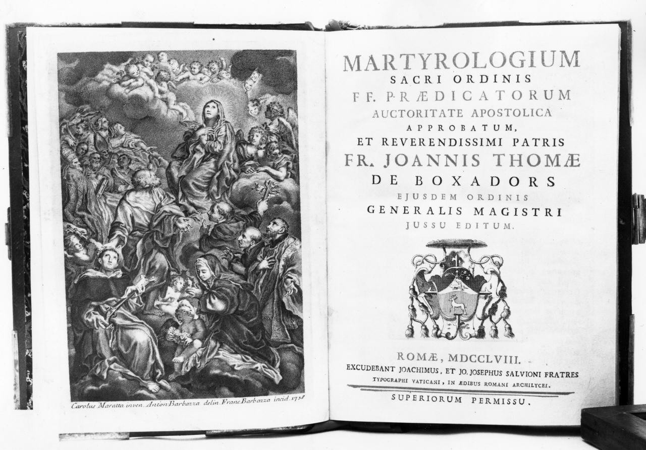 Madonna in gloria (stampa) di Maratta Carlo, Barbazza Francesco (terzo quarto sec. XVIII)