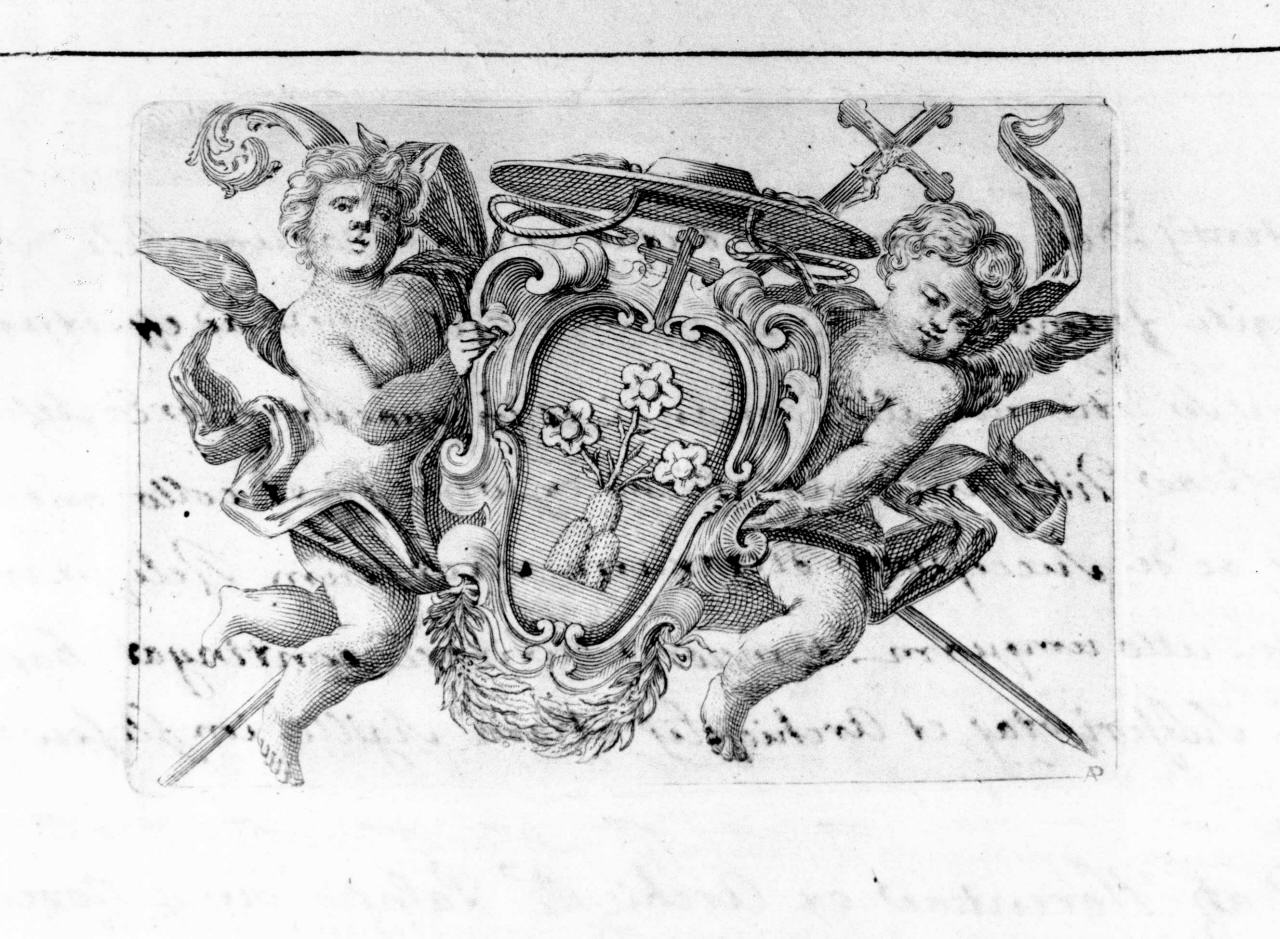angioletti reggistemma e stemma arcivescovile (stampa) di Pazzi Pietro Antonio (sec. XVIII)