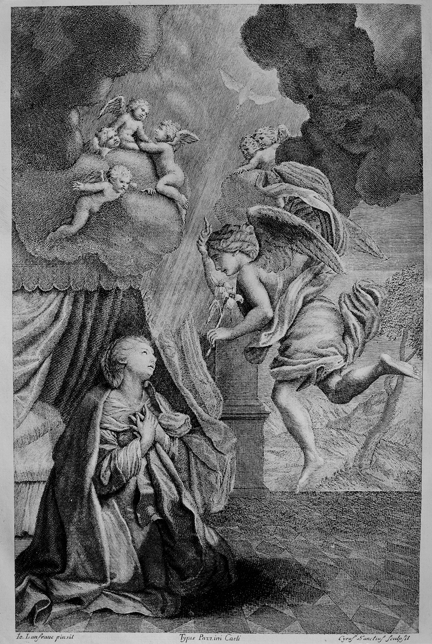Annunciazione (stampa) di Santi Ciro, Lanfranco Giovanni (sec. XVIII)