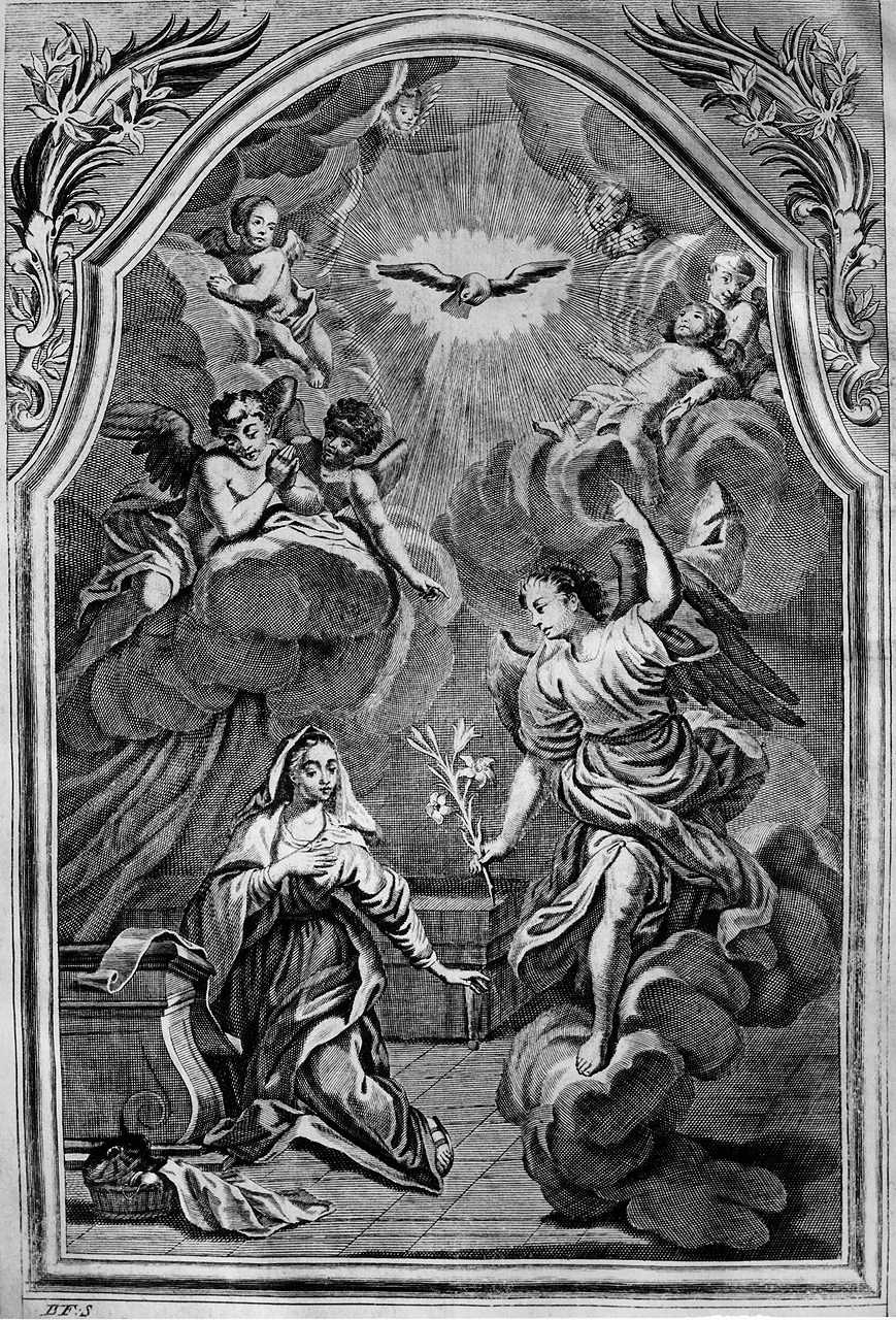 Annunciazione (stampa) di B.F.S - ambito veneto (prima metà sec. XVIII)