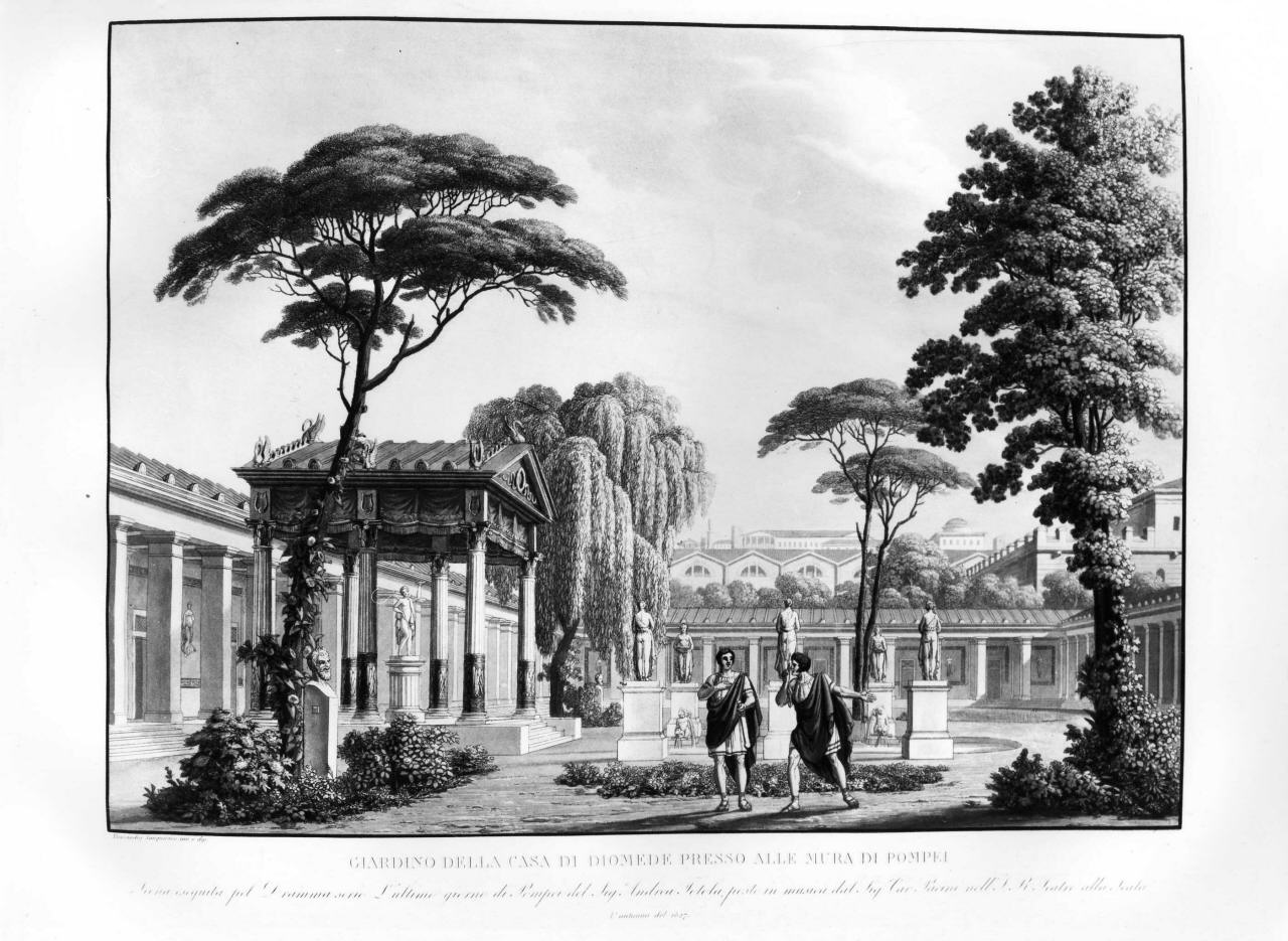 Veduta di Pompei (stampa) di Sanquirico Alessandro - ambito italiano (sec. XIX)