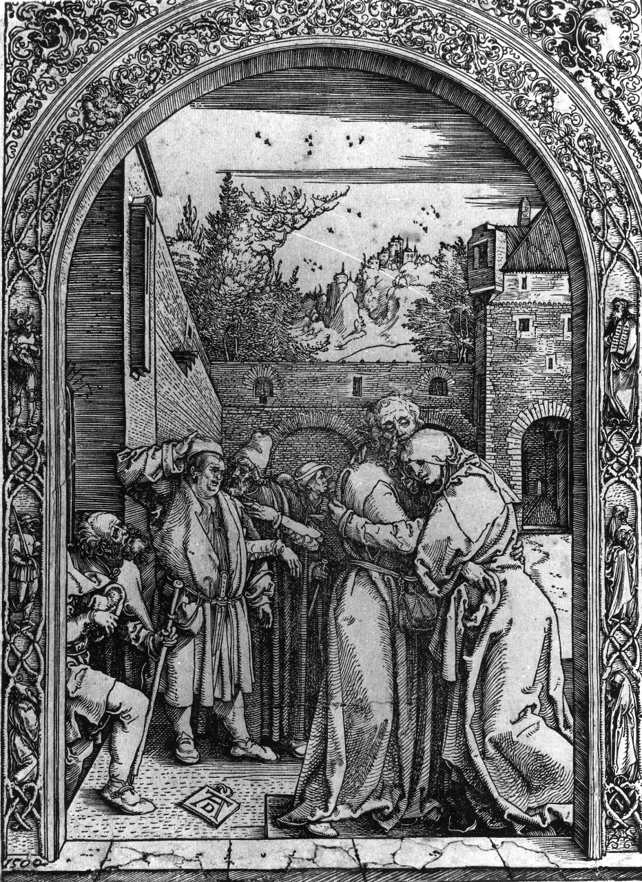 incontro di Sant'Anna e San Gioacchino alla porta aurea (stampa, serie) di Dürer Albrecht (primo quarto sec. XVI)