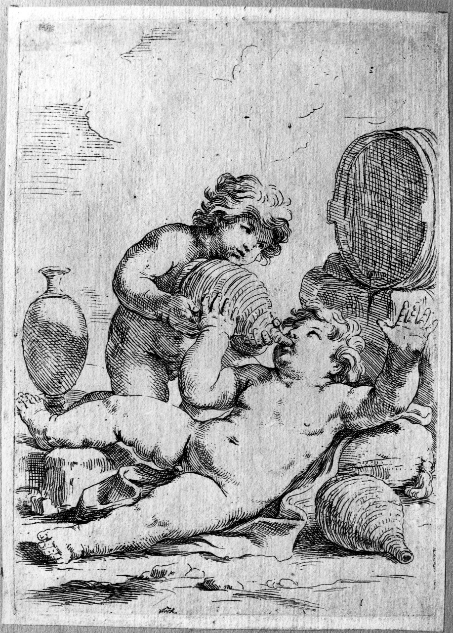 baccanale di putti (stampa) di Loli Lorenzo (secondo quarto sec. XVII)