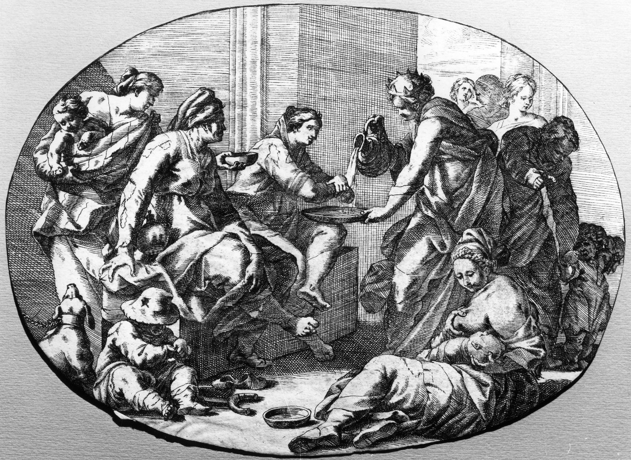 allegoria della Carità (stampa) - ambito italiano (sec. XVI)