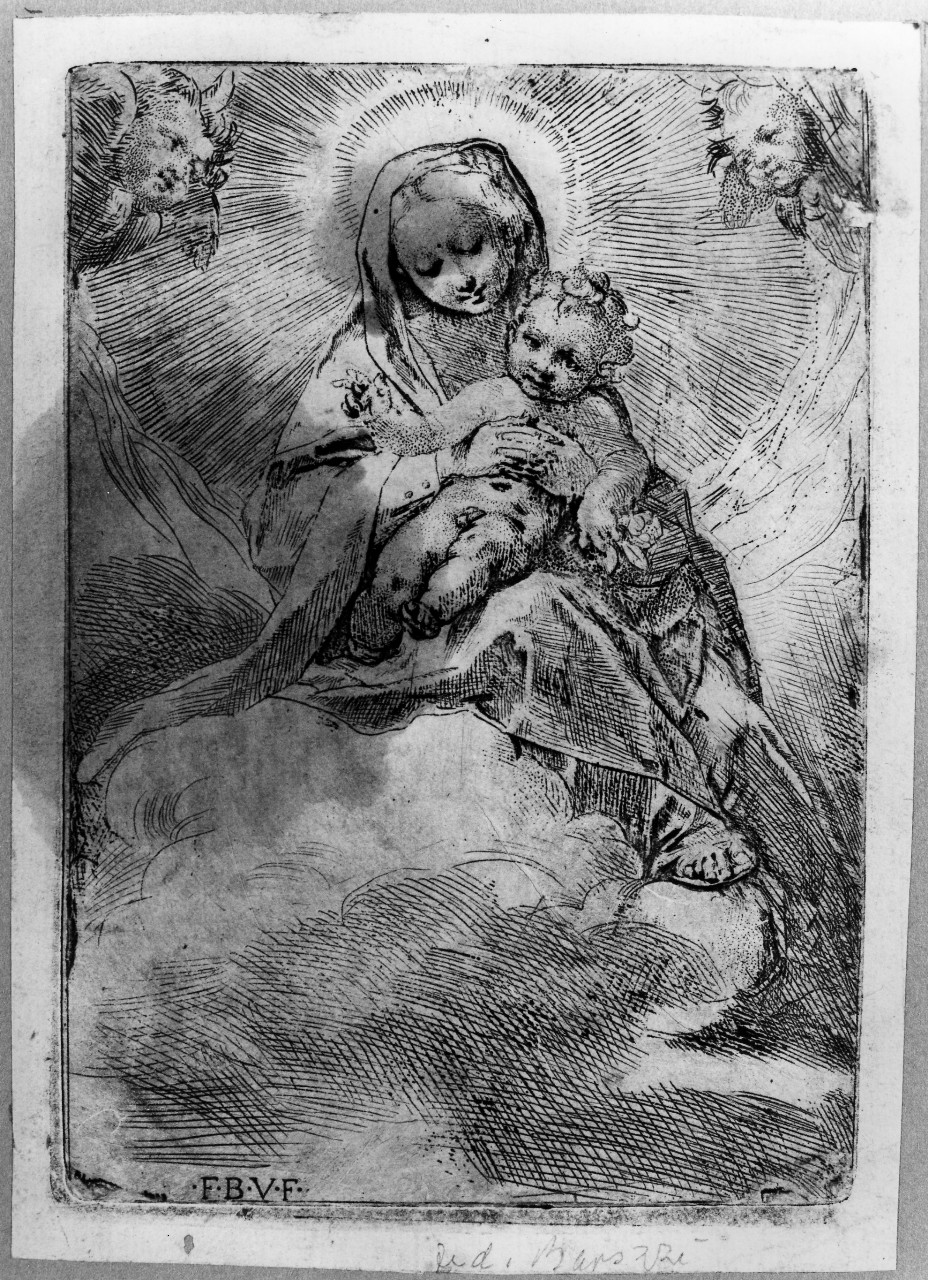 Madonna sulle nubi, Madonna con Bambino (stampa) di Fiori Federico detto Federico Barocci (sec. XVI)