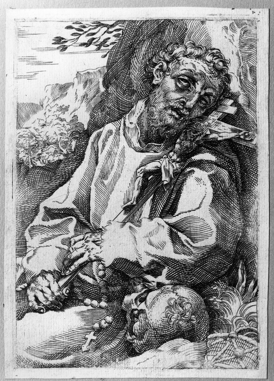 San Francesco d'Assisi in estasi (stampa) di Brizio Francesco (fine/inizio secc. XVI/ XVII)
