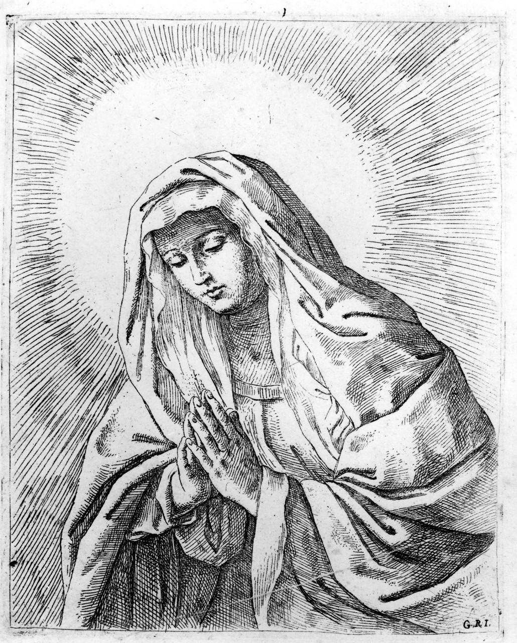 Madonna orante (stampa) di Reni Guido, Scarselli Girolamo (seconda metà sec. XVII)