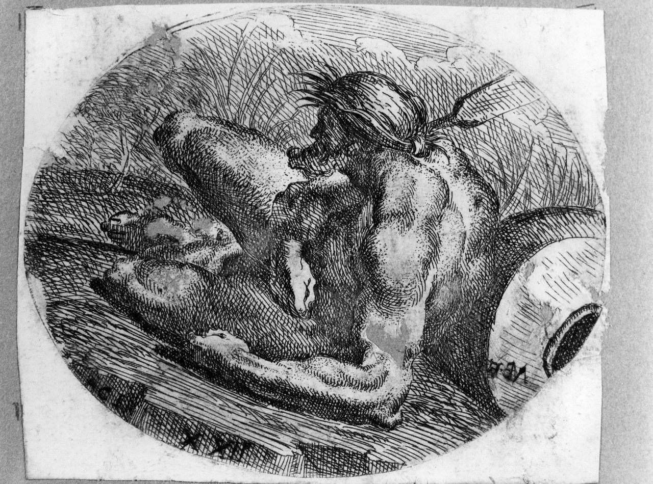 figura allegorica maschile (stampa) di Bellavia Marco Antonio (fine/inizio secc. XVII/ XVIII)