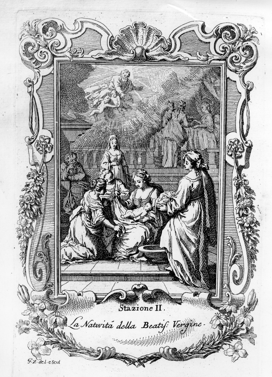 natività della Vergine (stampa, serie) di Zocchi Giuseppe (terzo quarto sec. XVIII)