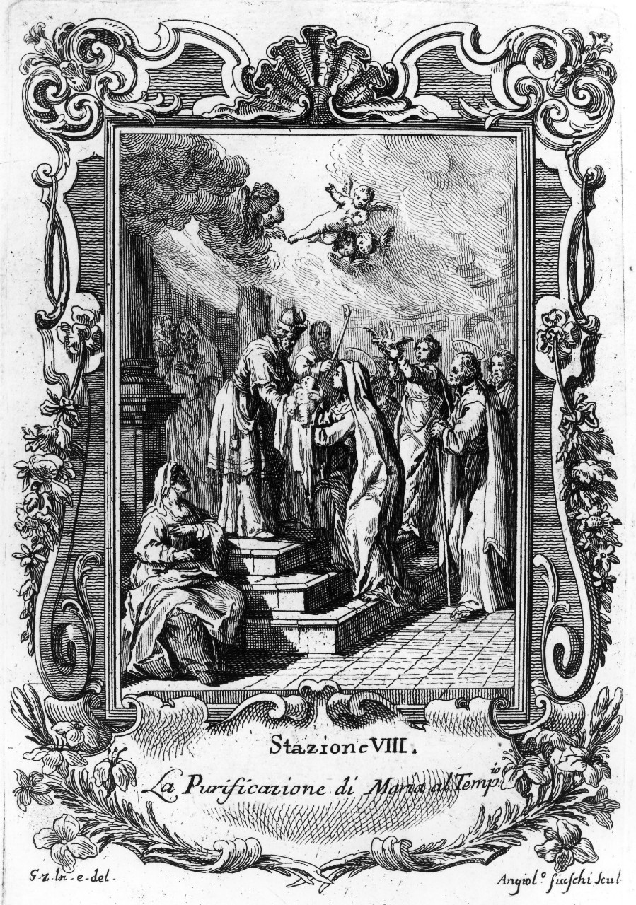 purificazione della Madonna (stampa, serie) di Fiaschi Angelo, Zocchi Giuseppe (seconda metà sec. XVIII)