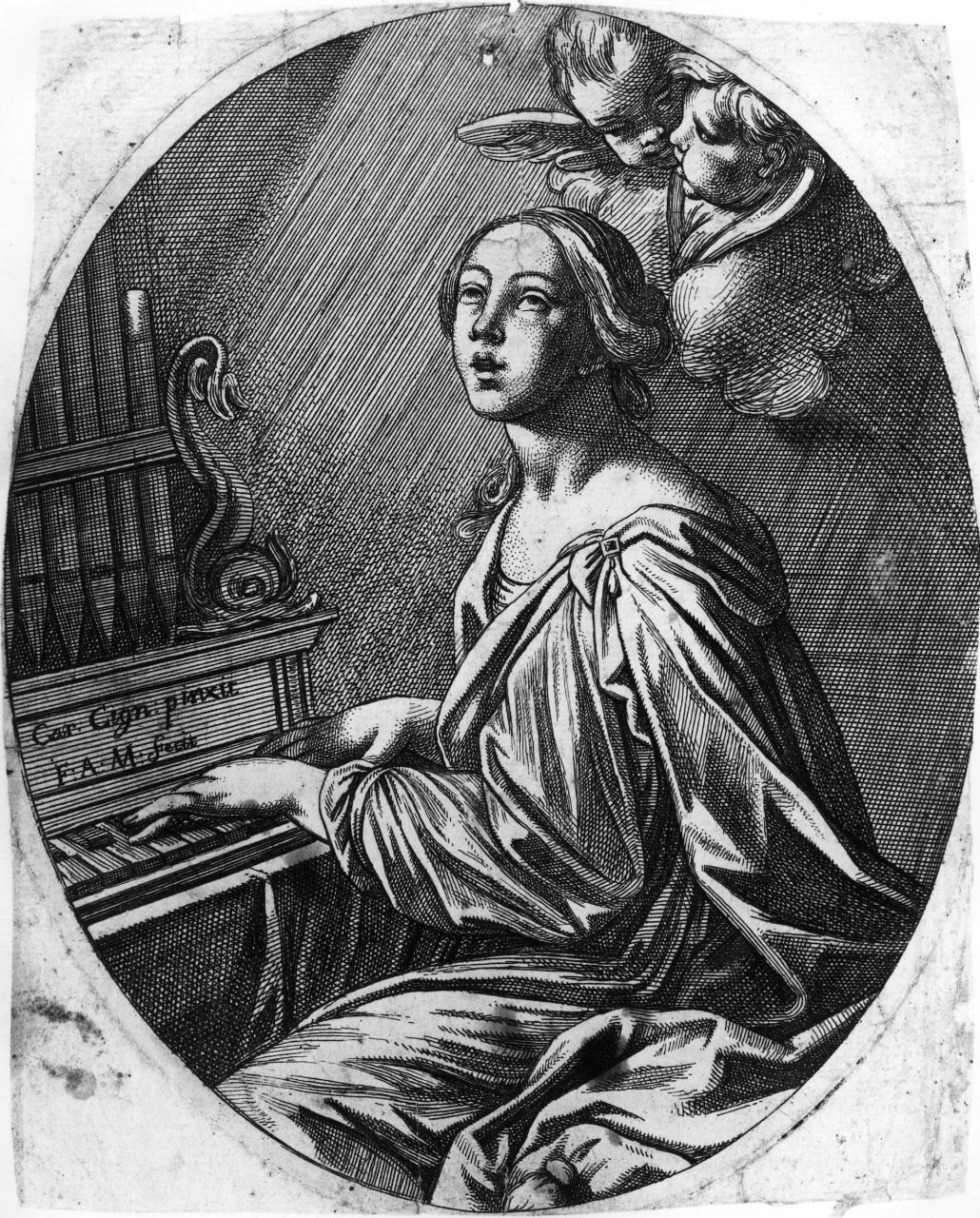 Santa Cecilia (stampa) di Franceschini Marco Antonio, Cignani Carlo (seconda metà sec. XVII)