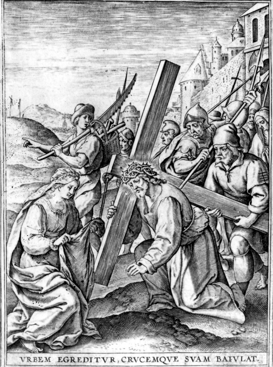 salita di Cristo al monte Calvario (stampa, serie) di De Vos Marten, Wierix Hieronymus (seconda metà sec. XVI)