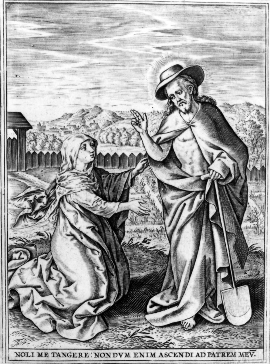 apparizione di Cristo risorto a Santa Maria Maddalena (stampa, serie) di De Vos Marten, Wierix Hieronymus (seconda metà sec. XVI)